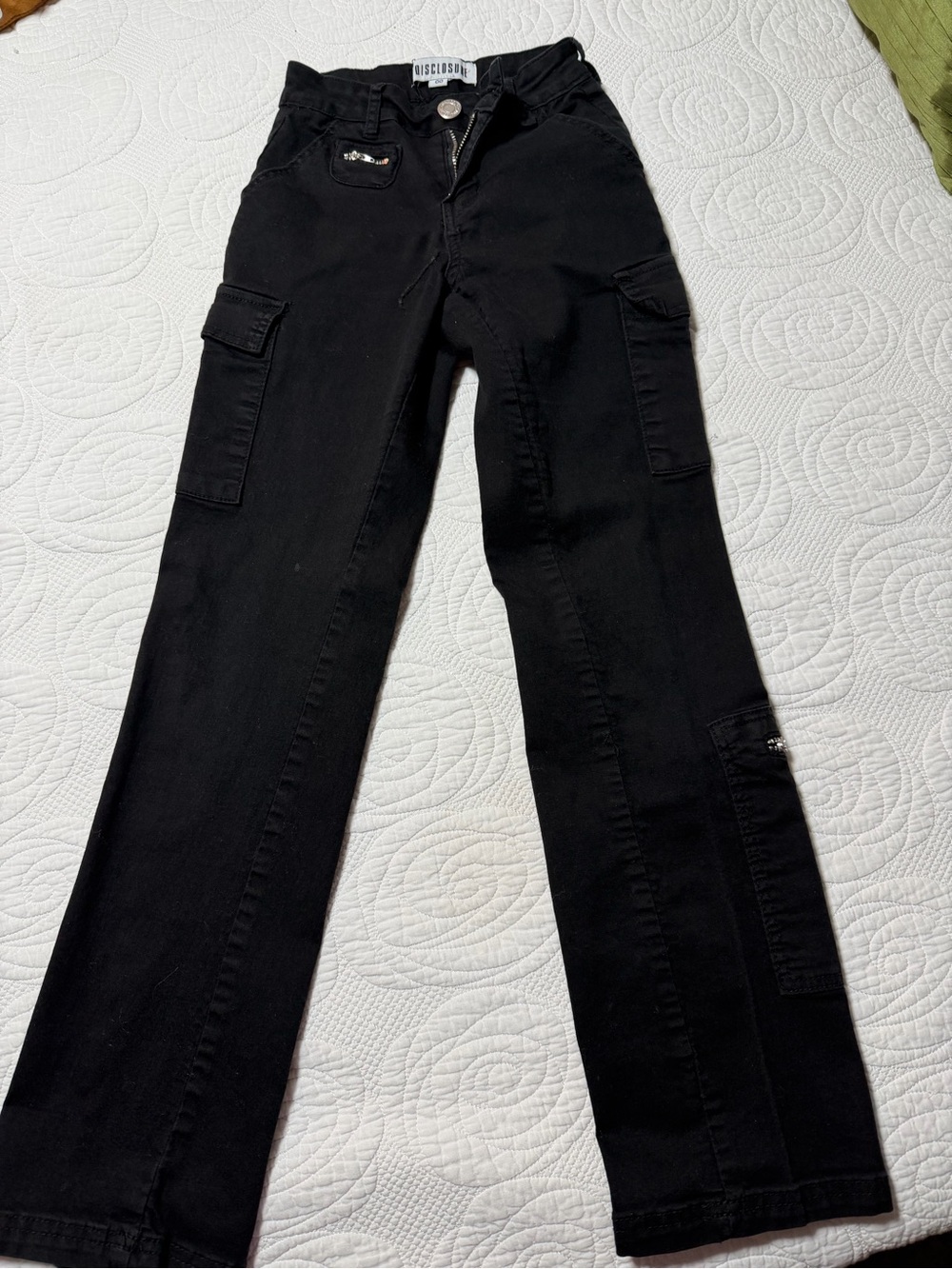 Wide Leg Black Cargo Jeans for Women